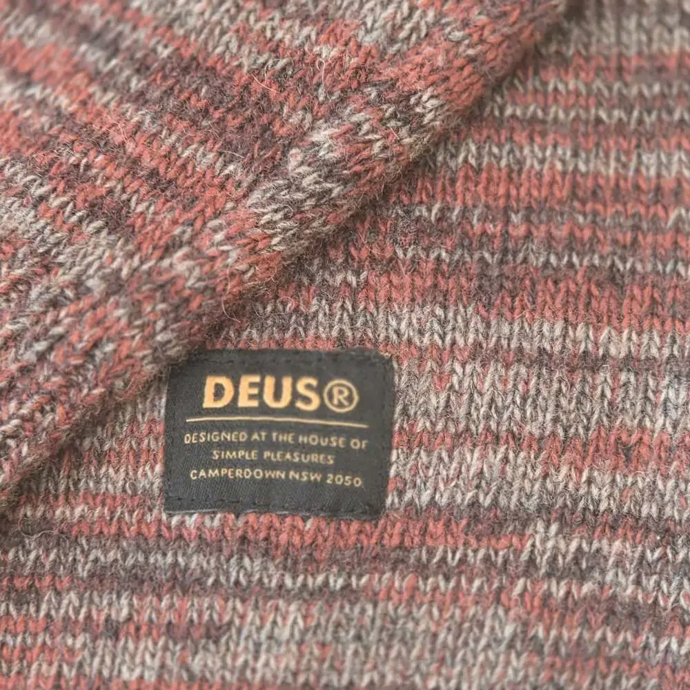 Deus Ex Machina Mens Marled Lambswool Blend Knit Red Crewneck Sweater (M)